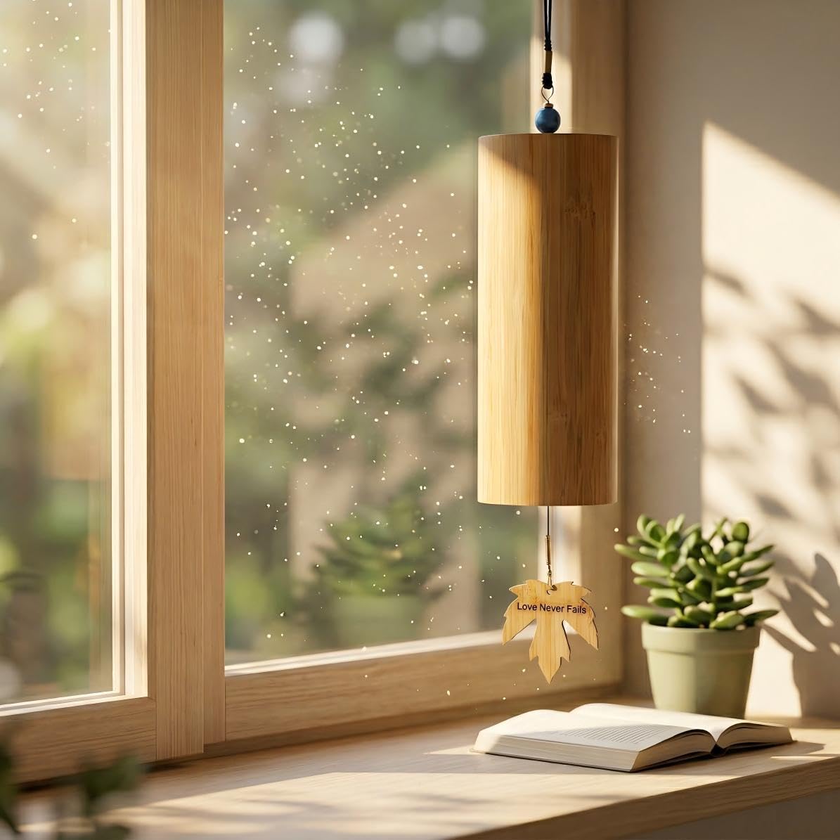 Bamboo Wind Chime-432Hz Tuned for Alpha Wave Relaxation, Focus & Meditation-Handmade Minimalist Sound Healing Tool for Yoga/Home Office/Musical Teaching Classroom/Gifting