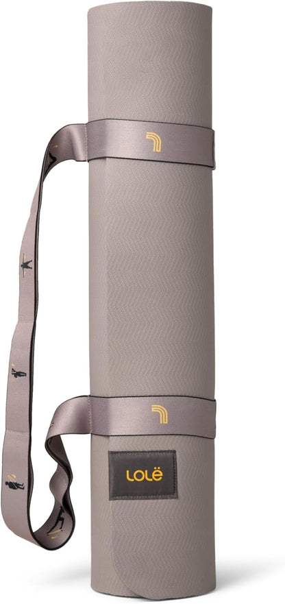 Lolë Pose Yoga Mat for Women with Strap Carrier | Non-Slip 5mm Thick Exercise Mat | Ideal for Hot Yoga & Pilates | PVC-Free & Sweat-Resistant