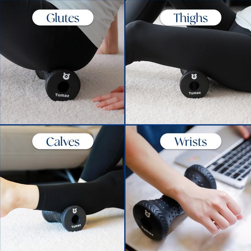 Tumaz Massage Ball & Foot Roller 3-in-1 Set with Spiky Ball, Lacrosse Ball, Massage Roller - Ergonomic Design to Relieve Plantar Fasciitis for Deep and Superficial Muscle Pain
