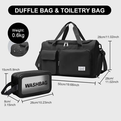 Suruid Travel Yoga Duffel Bag with Shoes Compartment Sports Gym Handbag with Dry Wet Separated Pocket for Training Men and Women, Overnight /Weekender Bag - Pink
