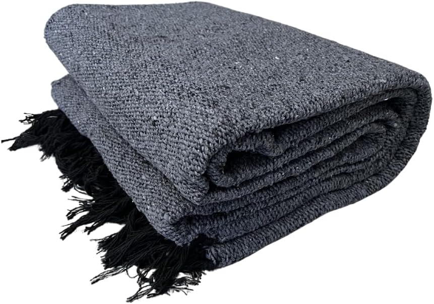 Open Road Goods Bulk Handmade Solid Color Yoga Blankets - Thick Mexican Blankets or Throws - Made for Yoga! (12 Pack, Black)