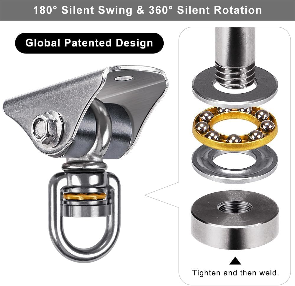 BeneLabel Swing Hanger with Bearing Swivel 800LB Capacity Stainless Steel Ceiling Mount Bracket Hanging Kit for Aerial Silks, Swings, Hammocks, Hanging Chair, Aerial Hoop, Heavy Bag, Yoga Swing