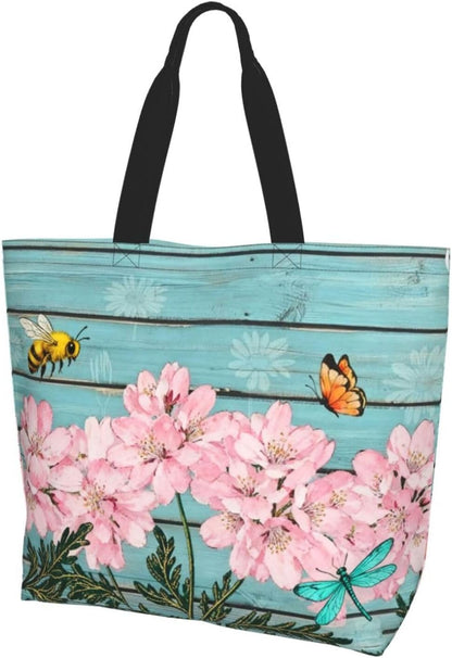 Tote Shoulder Bag Large Durable Reusable Eco-friendly Handbag Lightweight Stylish for Daily Use-19.7x15.7x5.9 Inch - Colors B