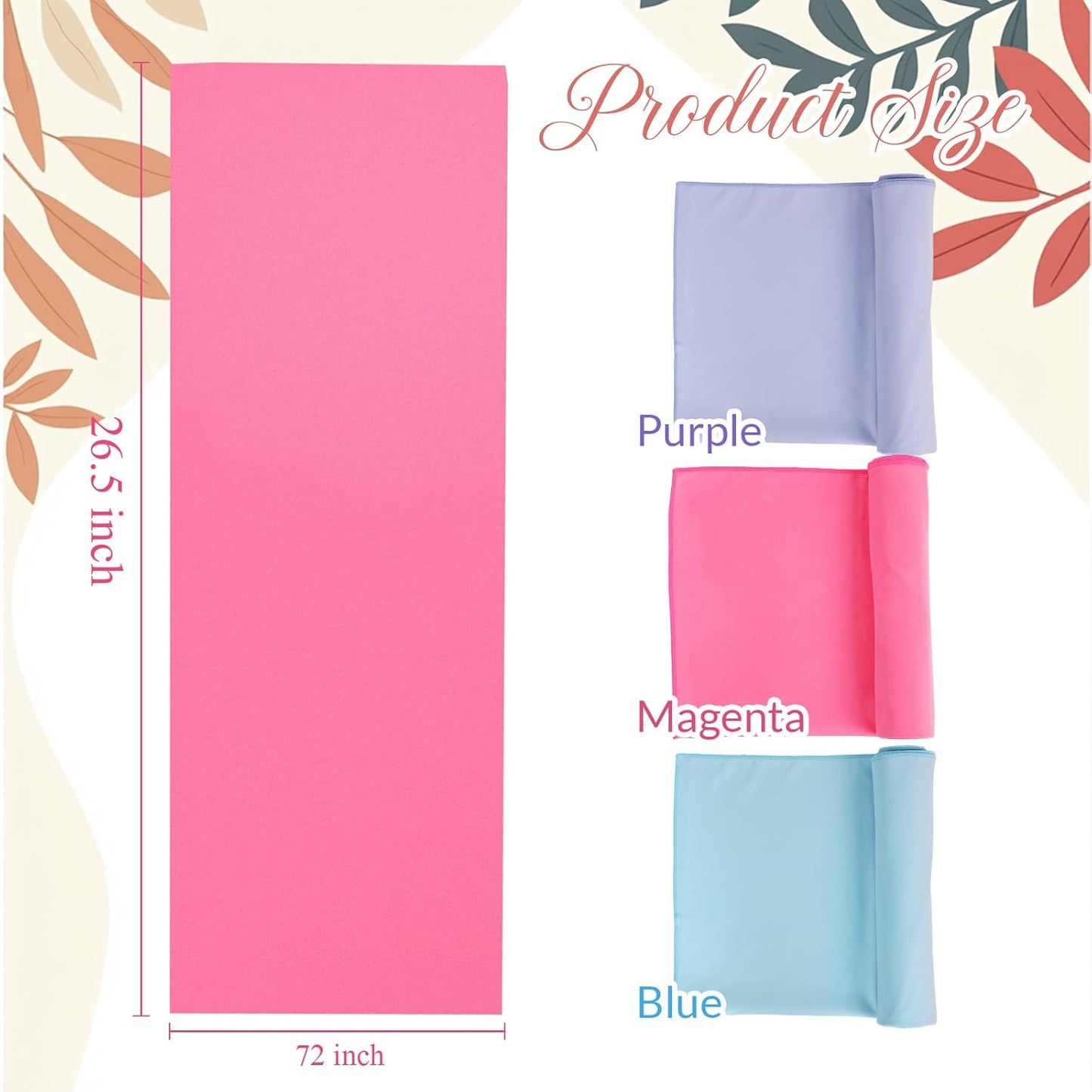 Breling 3 Pack 26"x73" Hot Yoga Mat Towel Pack Non-Slip Yoga Mat Gym Sweat Absorbent Microfiber Towel for Pilates Workout Women Men