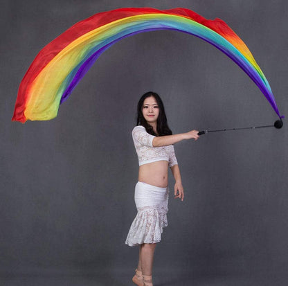 KIKIGOAL 2pcs 2.5x0.9M/98.43"x35.43" Multi-Color Dance Silk Veil Poi