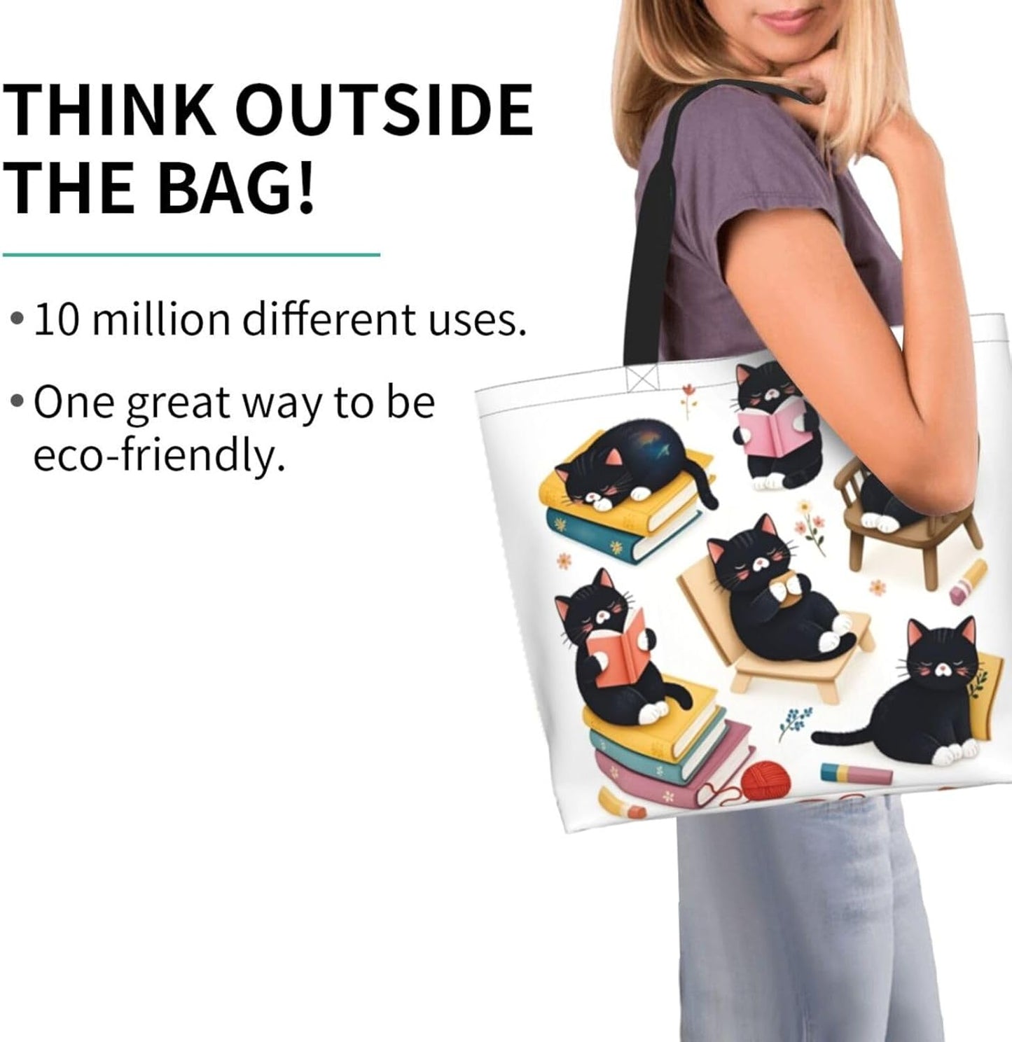 Tote Shoulder Bag Large Durable Reusable Eco-friendly Handbag Lightweight Stylish for Daily Use-19.7x15.7x5.9 Inch - Colors B