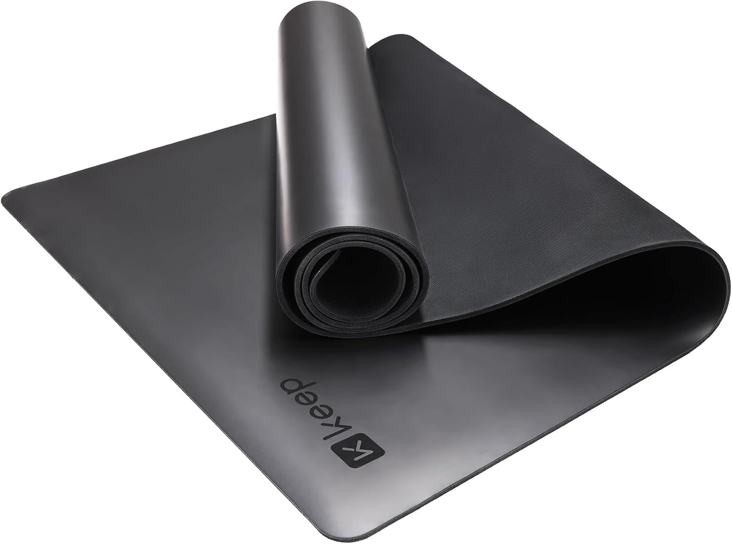 KEEP Rubber Yoga Mat - Professional Sweat Absorbent PU & Natural Rubber. Non Slip Workout Mats for Women & Men, 5mm Thick, 72"x26" Extra Long Wide Pad for Hot Yoga, Pilates, HIIT, Home Gym - Strap Included