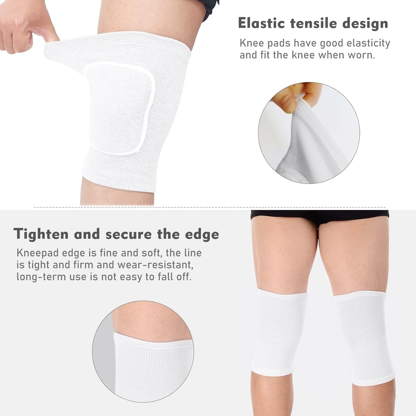 Volleyball Knee Pads, Soft Breathable Thick Sponge Youth Volleyball Knee Pads for Men Women Girls Knees Protective, Knee Pads for Volleyball Basketball Football Dance Workout Climbing etc Various Sports S (White)
