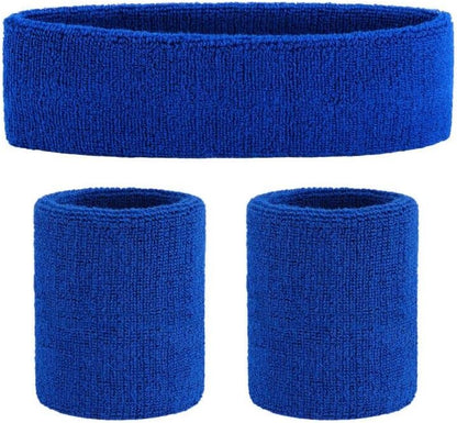 ONUPGO Sweatband Set Sports Headband Wristband Set Sweatbands Terry Cloth Wristband Wrist Sweatband Headbands Moisture Wicking Sweat Absorbing Head Band