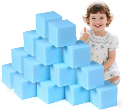 Foam Pit Blocks Foam Padding Sponge Pit Cubes Sponge Blocks for Amusement Park Gymnastics Freerunning and Parkour Courses - 24PCS 5" x 5" x 5" (Dark Blue)