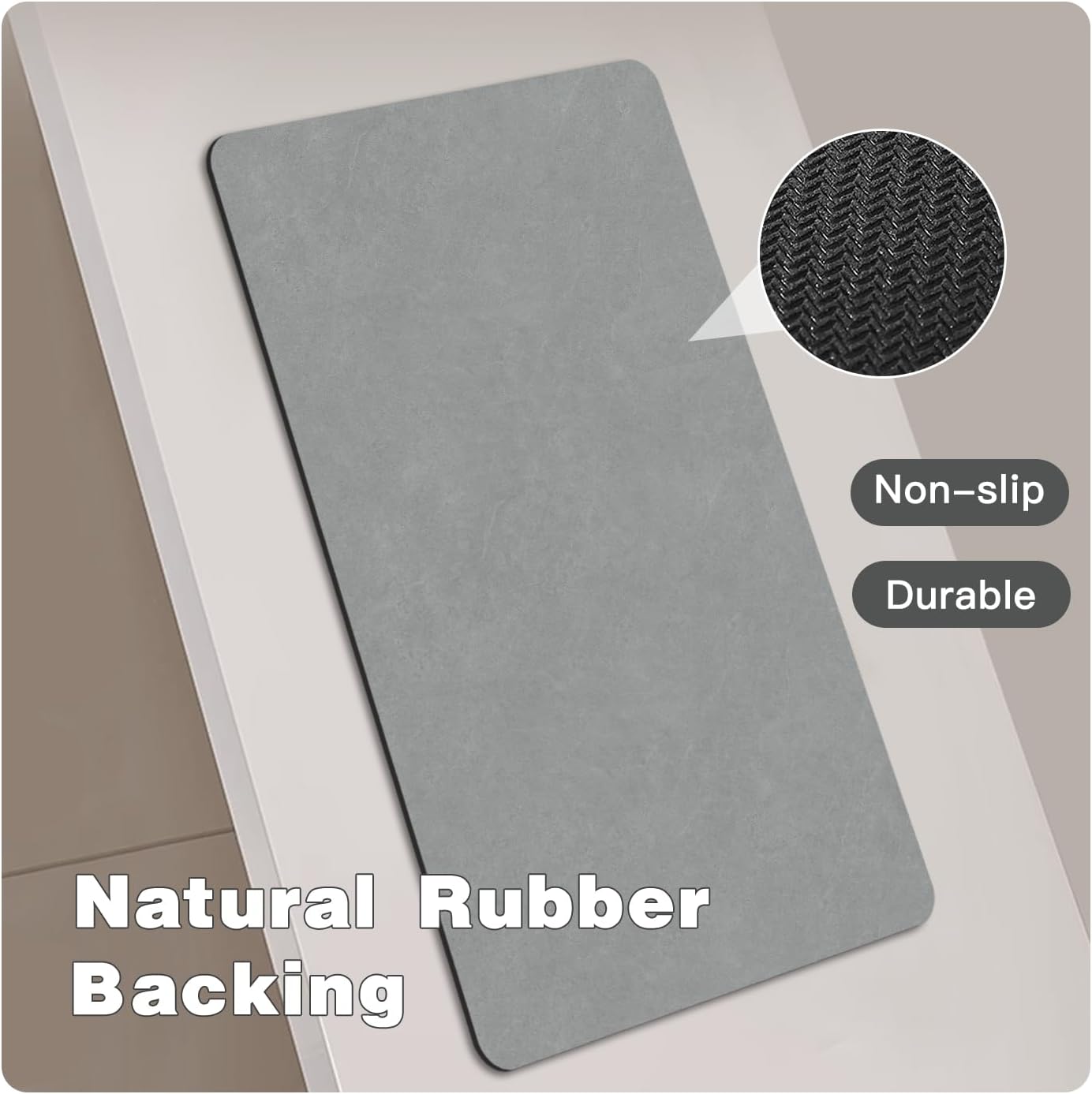 TYUU Bath Mat, Bathroom Rugs Non Slip Washable Thin Absorbent Quick Dry Bath Mat Fits Under Door Bathroom Floor Mat Perfect for Bath, Shower, or Sink 24"x36" Dark Grey