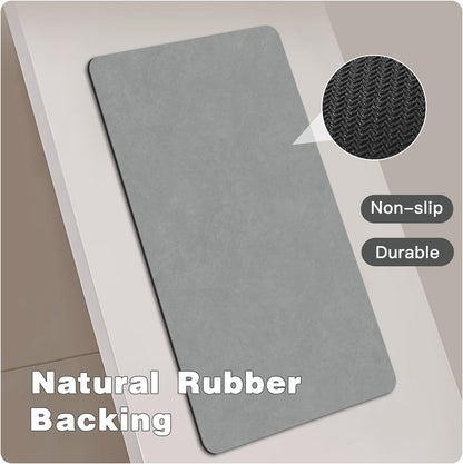 TYUU Bath Mat, Bathroom Rugs Non Slip Washable Thin Absorbent Quick Dry Bath Mat Fits Under Door Bathroom Floor Mat Perfect for Bath, Shower, or Sink 24"x36" Dark Grey