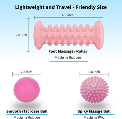 Plantar Fasciitis Relief,Foot Roller Massager,Massage Lacrosse Ball,Spiky Ball Therapy Set for Relieve Plantar Fasciitis,Foot Arch and Heel Pain,Neuropathy Pain Relief Feet,Deep Tissue Muscle Massage