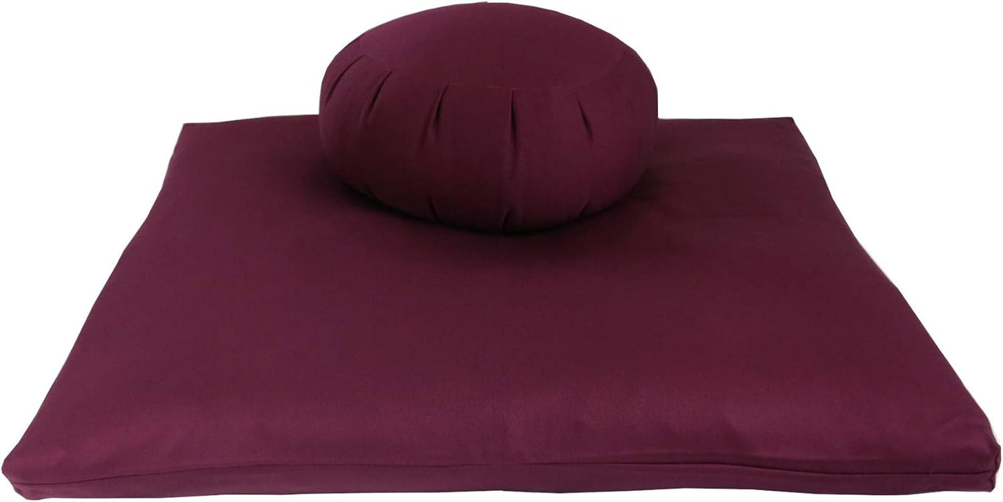 Buckwheat Zafu and Large Zabuton Meditation Cushion Set (2pc)
