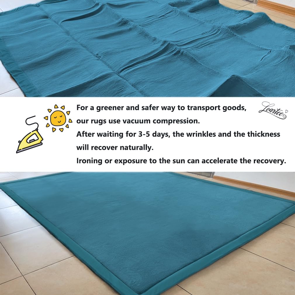 Loartee Coral Velvet Crawling Rugs & Play Mat (6'7"x9'2", Light Green) for Toddler Children & Yoga Exercise