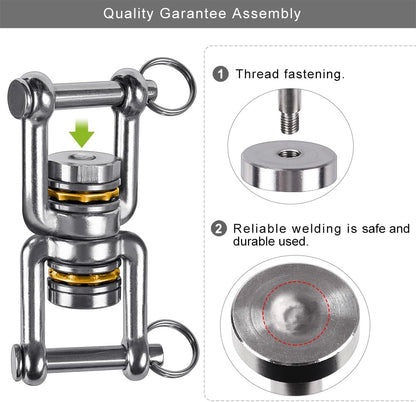 BeneLabel Dual Hanging Rings Hammock Swing Hanger, Swivel Stainless Steel Mounting Bearing Set D Shape Open Loop for Indoor Outdoor Playground Chair Yoga Rope Punching Bag Sandbag