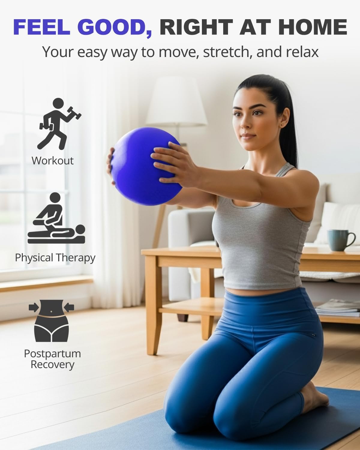 Trideer Exercise Ball for Yoga, Pilates & Fitness – Stability Ball Equipment for Home Gym & Office Chair, Core & Balance Training Accessories, Physical Therapy Equipment, Quick Pump Included, 5 Sizes