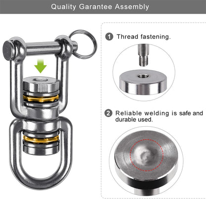BeneLabel Dual Hanging Rings Hammock Swing Hanger, Swivel Stainless Steel Mounting Bearing Set D Shape Open Loop for Indoor Outdoor Playground Chair Yoga Rope Punching Bag Sandbag