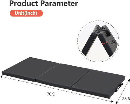 PayLessHere Gymnastics Mat - Folding Gymnastic Mat for Tumbling, Stretching, Yoga & Arts - Thick PU Leather - Indoor/Outdoor