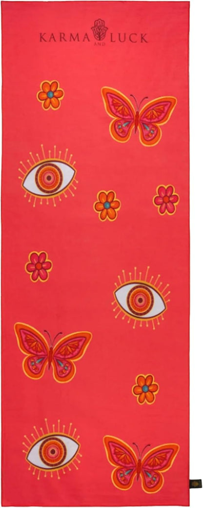 KARMA AND LUCK Radiant Protection Yoga Towel, Absorbent, Non-Slip Hot Yoga Mat Towel, Silicone Grip & Soft Terry Suede for Spiritual Energy Shield & Clarity, 26” x 72”
