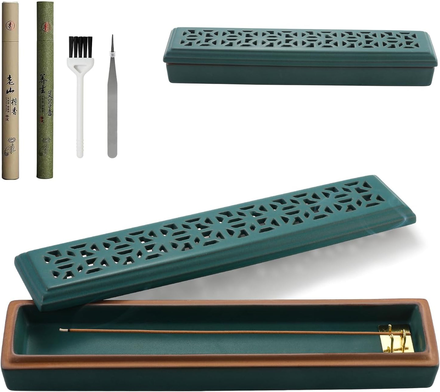 CEREMONY Incense Holder for Sticks, Ceramic Insence-Stick Holder Ash Catcher, Incense Holder Timkburner for Meditation Yoga Spa Room Incense Holder (Lever Brown)