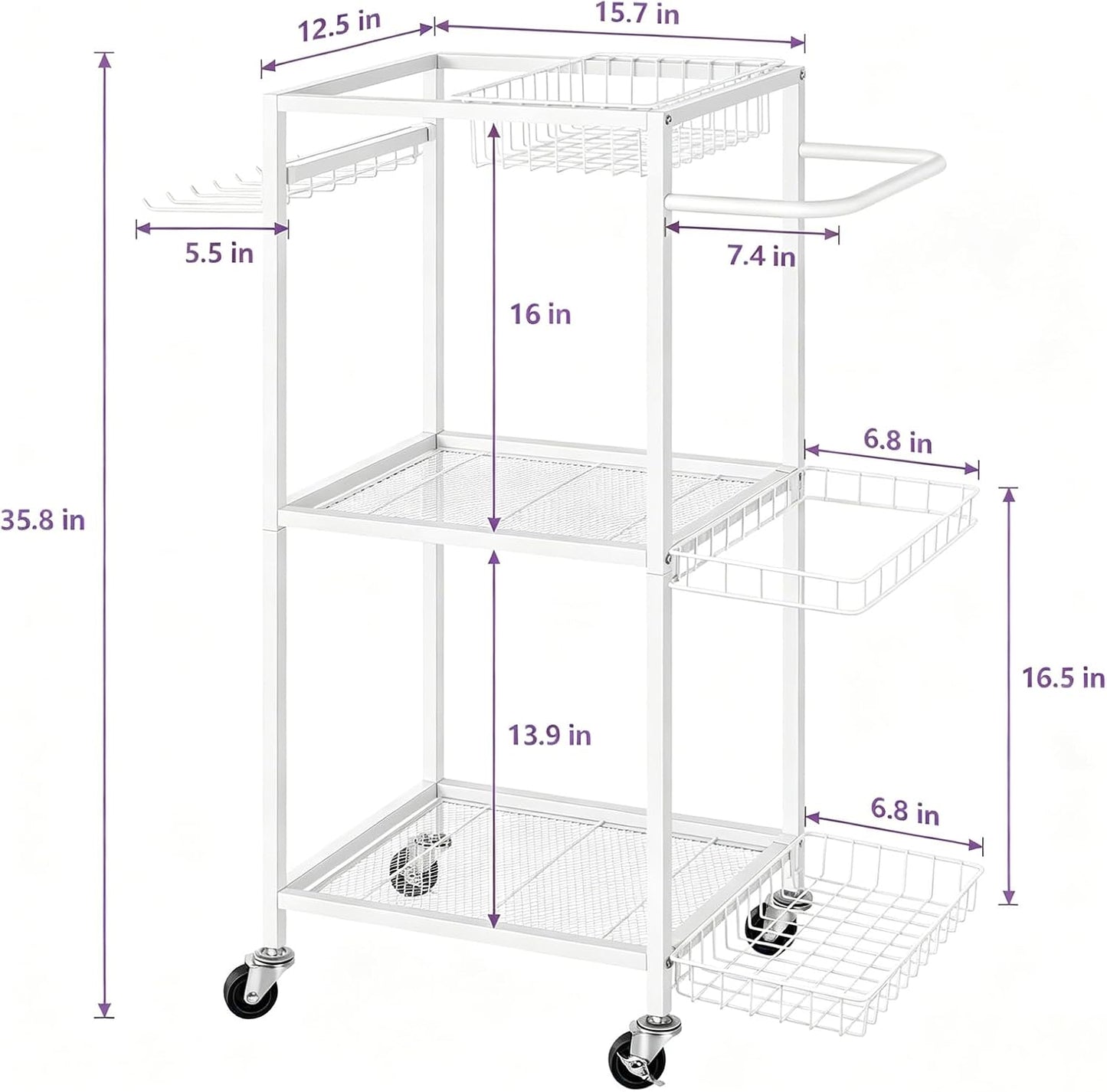 Workout Equipment Storage Rack Metal Yoga Mat Storage Rack, Weight Cart Home Gym Storage Rack with Wheels for Dumbbells, Yoga Mats, Kettlebells, Foam Rollers