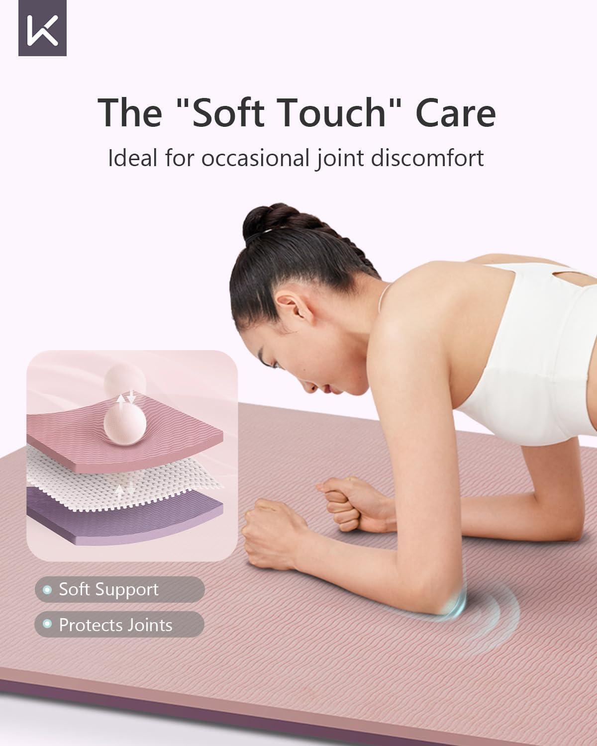 KEEP Yoga Mat 7mm Thick Non Slip - Extra Cushion TPE Exercise Mat for Home Workout & Pilates, Eco Friendly Knee Protection, 72"x24" Large Fitness Mat with Carrying Strap