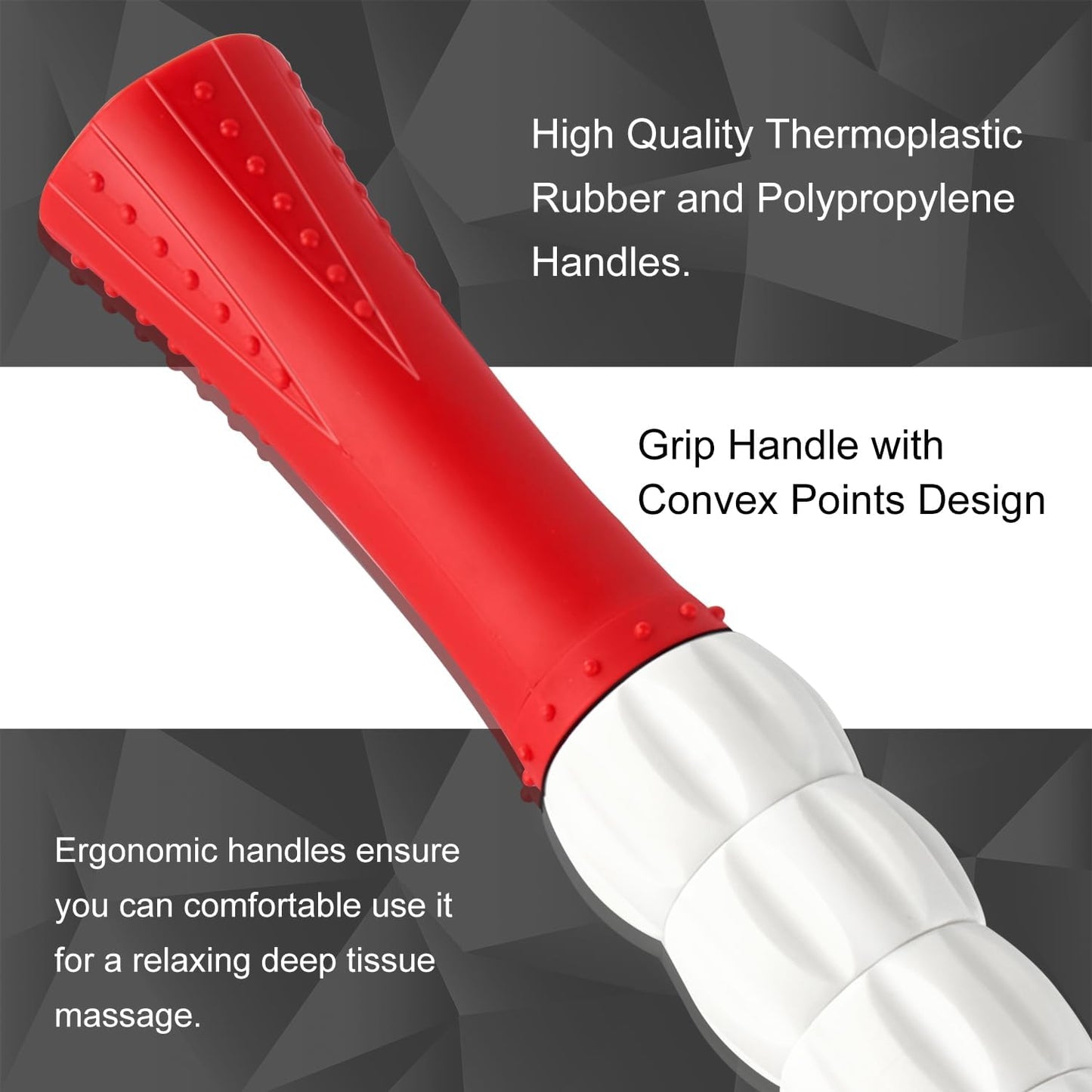 Muscle Roller Massage Roller Stick- Deep Tissue Fascia Blaster for Myofascial Pain Relief, Lymphatic Drainage & Body Sculpting, Handheld Physical Therapy & Recovery Tool (Gray black-18 inch)