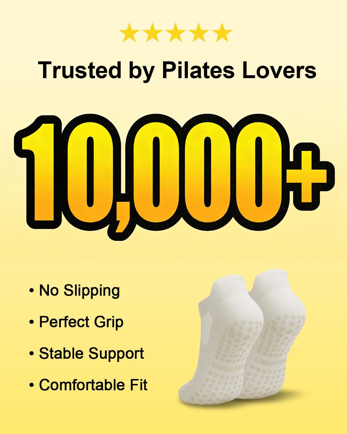 3/6 Pairs Grip Pilates Socks for Women, Non-slip Yoga Athletic Socks for Barre Ballet Barefoot Workout Hospital