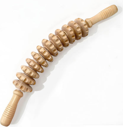 Wooden Massager Handheld Roller Trigger Point Massager Stick for Fascia, Cellulite, Muscle & Abdomen , Body Therapy Massager, Muscle Belly Relief Tool…