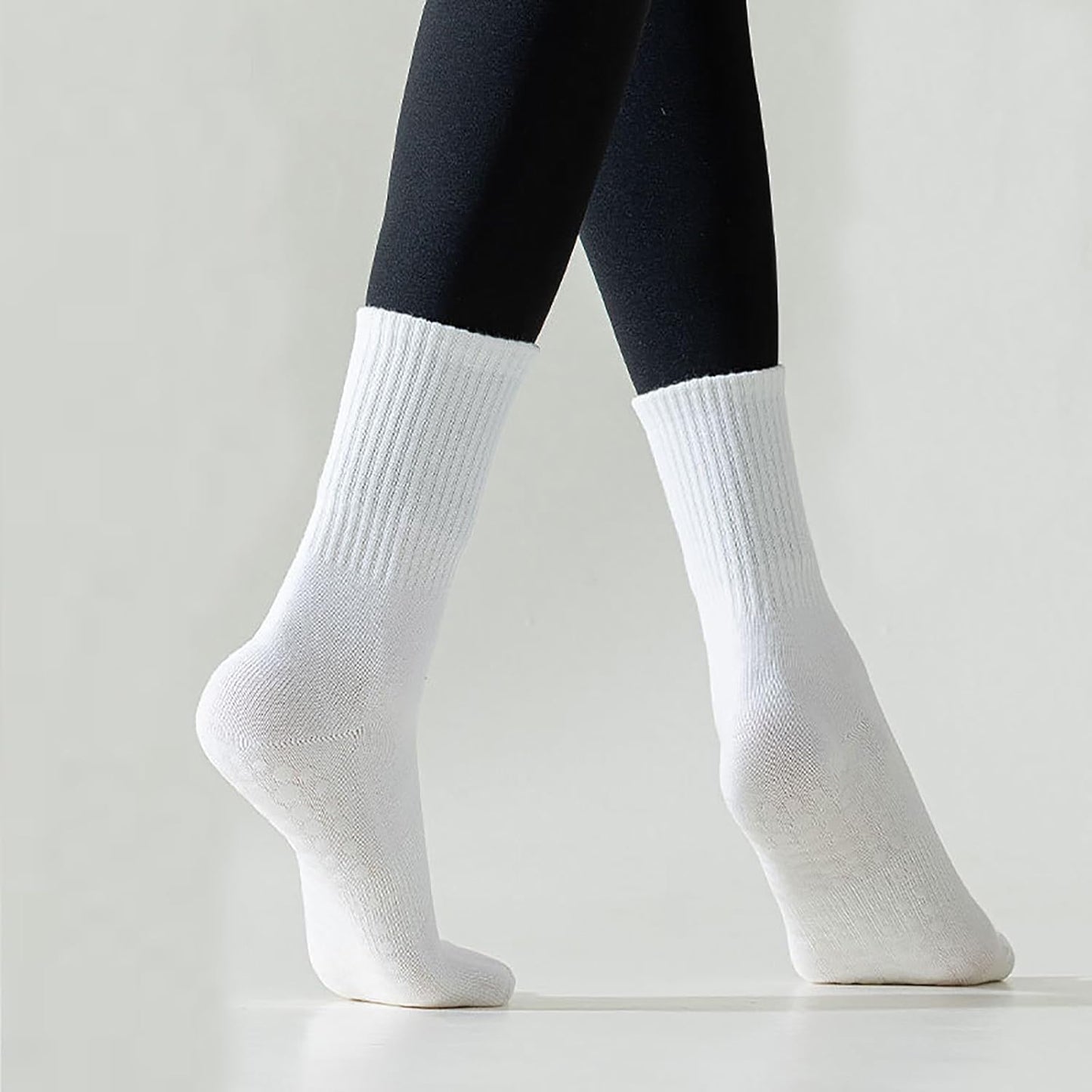 Tergy 8 Pairs Long Yoga Socks with Grip for Women Anti Skid Gripper Socks No Slip Socks for Pilates, Barre, Dance,Yoga