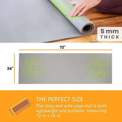 Sol Living Travel Yoga Mat - Natural Tree Rubber for Extra Grip - Non-Slip, Foldable, Eco-Friendly - Perfect for On-the-Go Yoga, Pilates, Fitness, Meditation - 24" x 72", Green