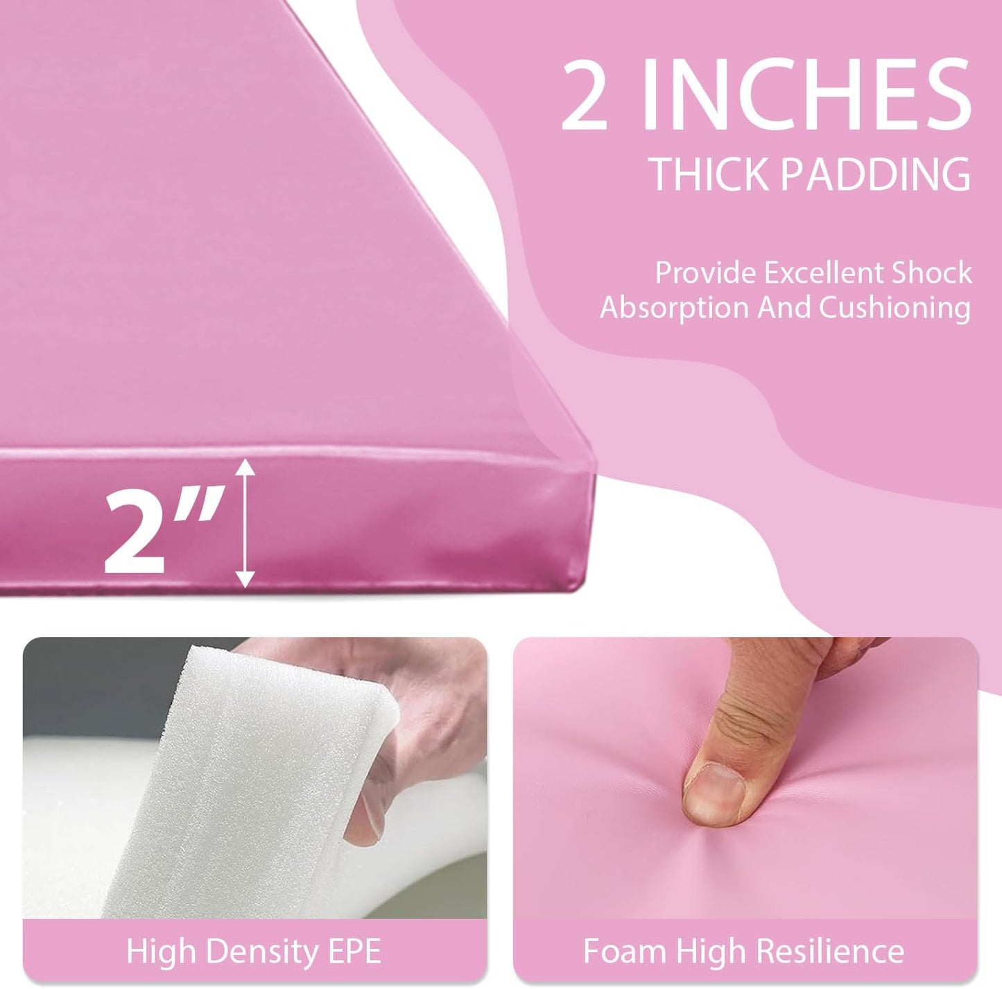 Gymnastics Mat for Tumbling, Folding Tumbling Mat Exercise Mat Gym Mat Tumbling Mats for Kids, Adults, PU Leather Yoga Mat with Carrying Handles