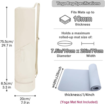 sportsnew Yoga Mat Bag, Full Zip Cargo Yoga Mat Carrier Bag with Drawstring Water Bottle Pocket and Bottom Wet Pocket, Exercise Yoga Mat Carrier Holder Multi-Functional Storage Bag Patent Pending