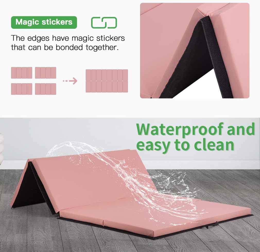 Gymnastics Tumbling Mats Portable Gymnastics Mat Folding Tumbling Mat Thick Yoga Mat Exercise Mat with Carrying Handles for home Workout outdoor Yoga Gymnastic