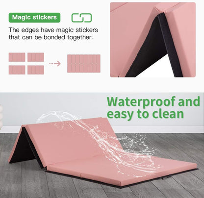 Gymnastics Tumbling Mats Portable Gymnastics Mat Folding Tumbling Mat Thick Yoga Mat Exercise Mat with Carrying Handles for home Workout outdoor Yoga Gymnastic