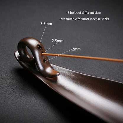 9" Length Incense Stick Holder with 3 Holes, White Porcelain Incense Tray Ash Cather for Spa, Meditation Room, Yoga, Home, Office (Green)