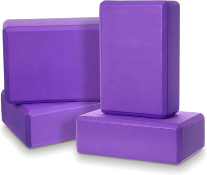 4 Pcs Yoga Blocks 9 x 6 x 3.15 Inch Eva Foam Lightweight Non Slip Yoga Props for Pilates Stretching and Meditation Exercise Blocks Lightweight Yoga Essentials