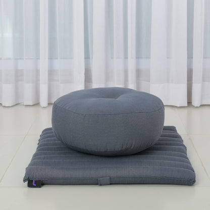 Leewadee Meditation Cushion Set – 1 Small Zafu Yoga Pillow and 1 Small Roll-Up Zabuton Mat Filled with Kapok