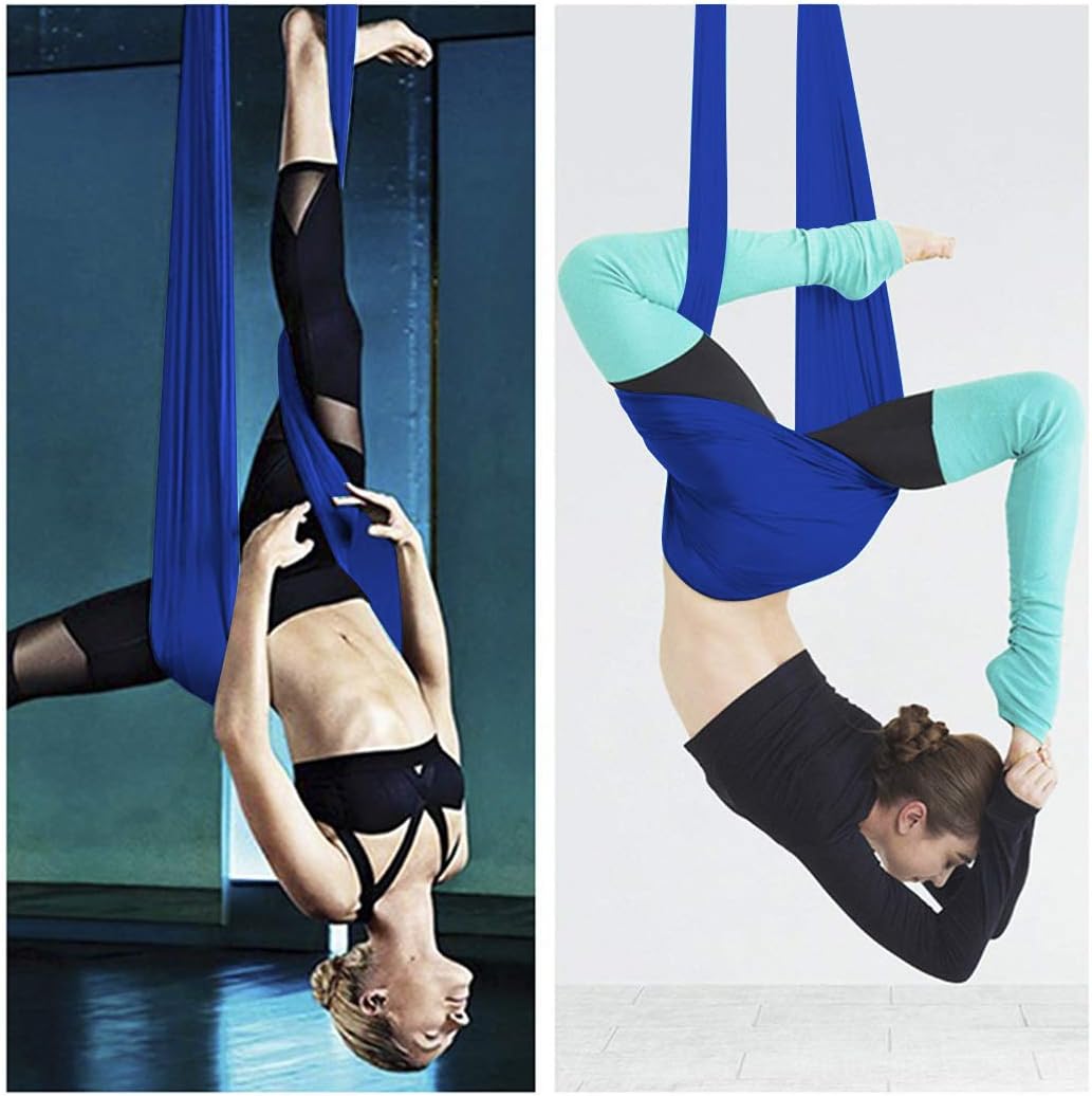 Aerial Yoga Swing Set with 2 Extension Straps - Anti-Gravity Aerial Yoga Hammock Sling for Inversion Exercises, Indoor Outdoor Home Gym Fitness Equipment