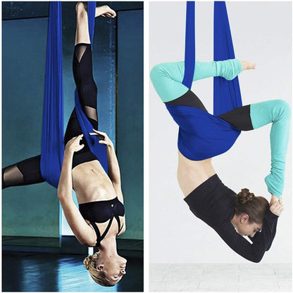 Aerial Yoga Swing Set with 2 Extension Straps - Anti-Gravity Aerial Yoga Hammock Sling for Inversion Exercises, Indoor Outdoor Home Gym Fitness Equipment