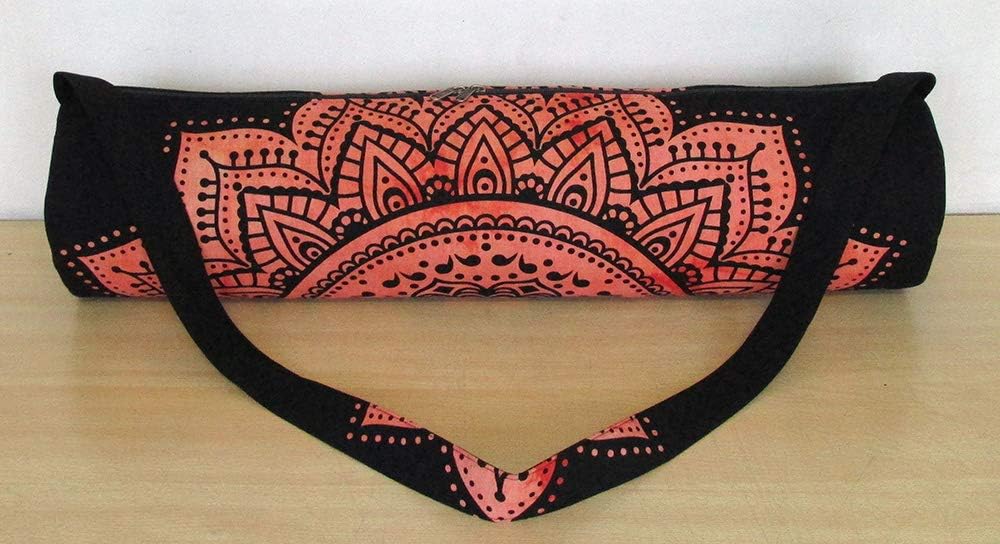 INDIAN CRAFT CASTLE ICC Yoga Mat Bag Carrier Full-Zip Exercise Yoga Mat Carry Bag for Women Men with Multi-Functional Storage Pockets and Adjustable Shoulder Strap 26X6 Inches