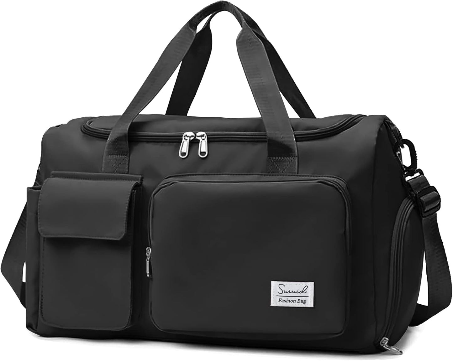 Suruid Travel Yoga Duffel Bag with Shoes Compartment Sports Gym Handbag with Dry Wet Separated Pocket for Training Men and Women, Overnight /Weekender Bag - Pink