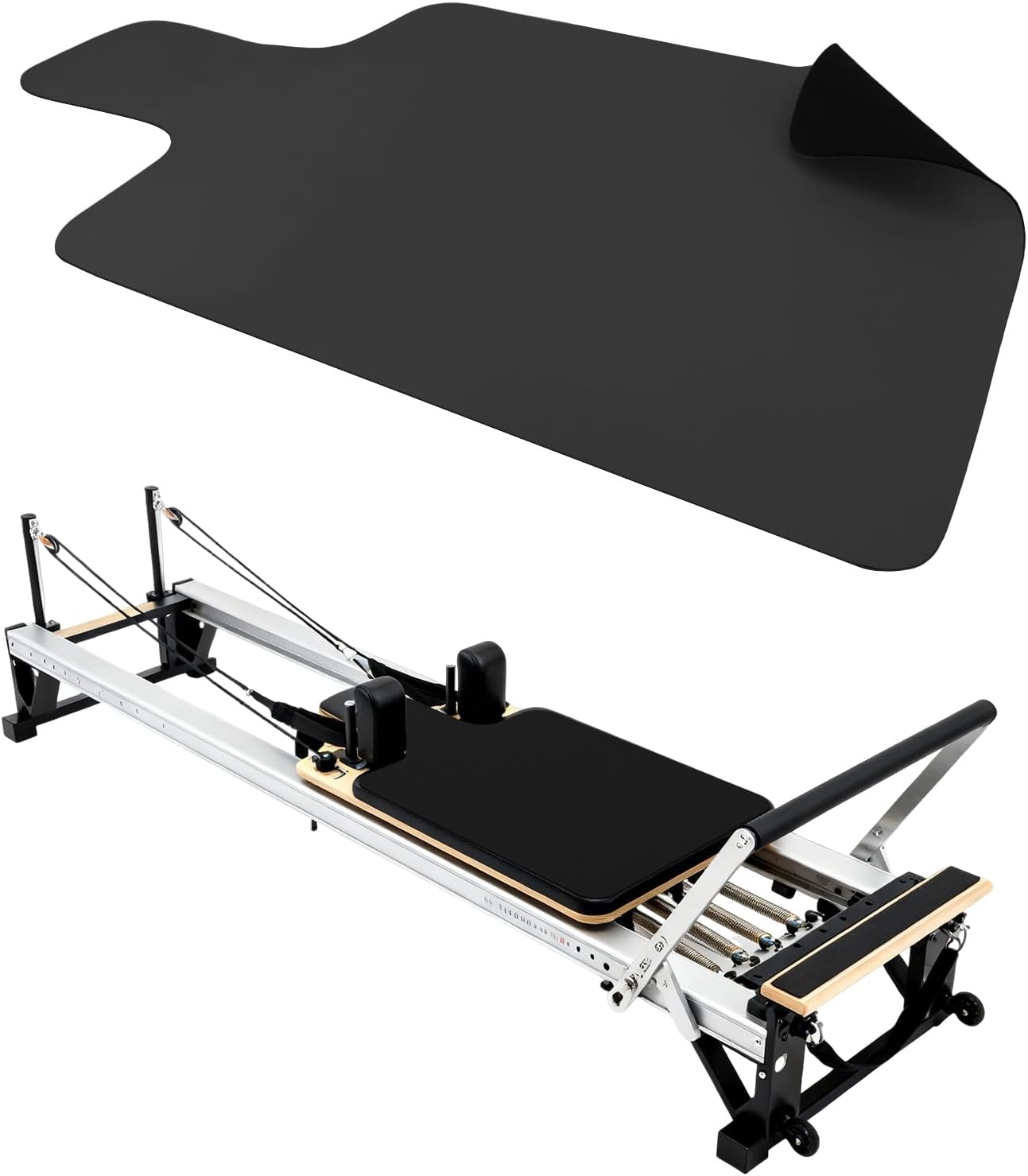 Non Slip Pilates Reformer Mat, Soft Fleece Surface Pilates Towel Mat, Pilates Mat with Multiple Equipment, Lightweight and Foldable, Wicking and Quick Drying for Yoga, Fitness