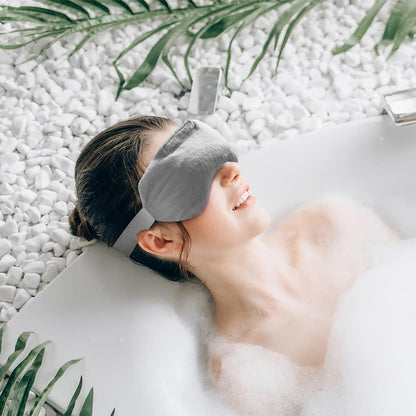 Umisleep Lavender Eye Mask, Aromatherapy Weighted Sleep Mask for Dry Eyes Men Women, Microwave Heated Hot Therapy Eye Cover Moist Compression Pain Relief, Pillow for Puffy Eyes, Sinus Pain, Grey