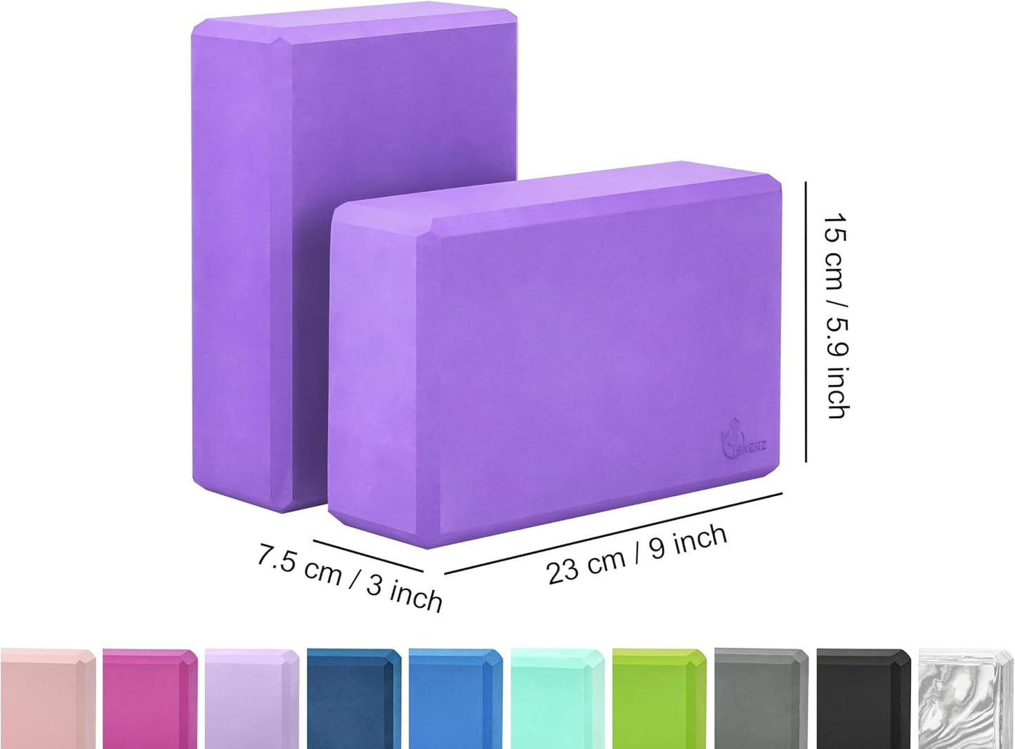 EXERZ Yoga Blocks 2 pack, Gym Blocks, Exercise Workout Fitness Bricks, Pilates Stretch Handstand Non-Slip