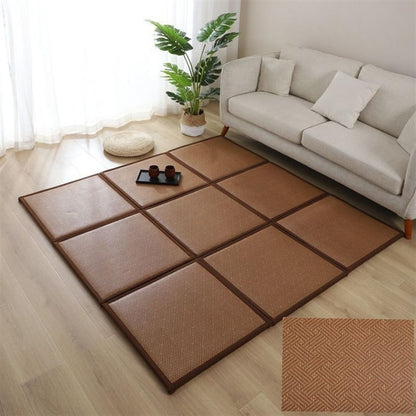 Japanese Tatami Mat, Rattan Tatami Mats, Bedroom Rattan Mat, Summer Floor Sleeping Mat Tatami Mattress, Indoor/Outdoor Rugs, Stitching Carpet Crawling Mats for Living Room Bedroom Playroom Yoga (Colo