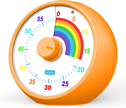 Visual Timer for Kids, 60-Minute Countdown Timer for Classroom Office Kitchen, Desk Timer Kids Time Management Tools with Silent Operation, Pomodoro Time Rainbow Pattern (Pink)