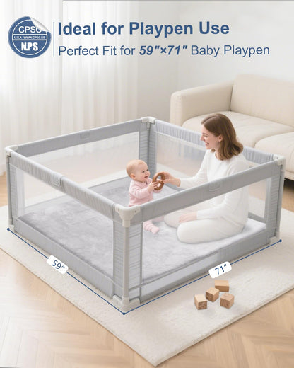 Large Thick Baby Play Mat for Floor,Padded Foam 59x79 Playpen Mat,Soft Support&Plush Feel Nursery Kids Rug,Non Slip for Toddler,Infants,Kids Playroom,Yoga,Baby Crawling,Tummy Time (Light Grey)