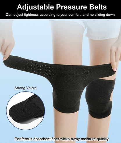 Knee Pads for Women & Men, Soft Dance Knee Pads with Adjustable Bands, Volleyball Knee Pads for Women Men Wrestling Knee Pads Wrestling Gear, Knee Protector Crash Pad Snowboarding Gear Soft Knee Pads for Work (Black, Large)